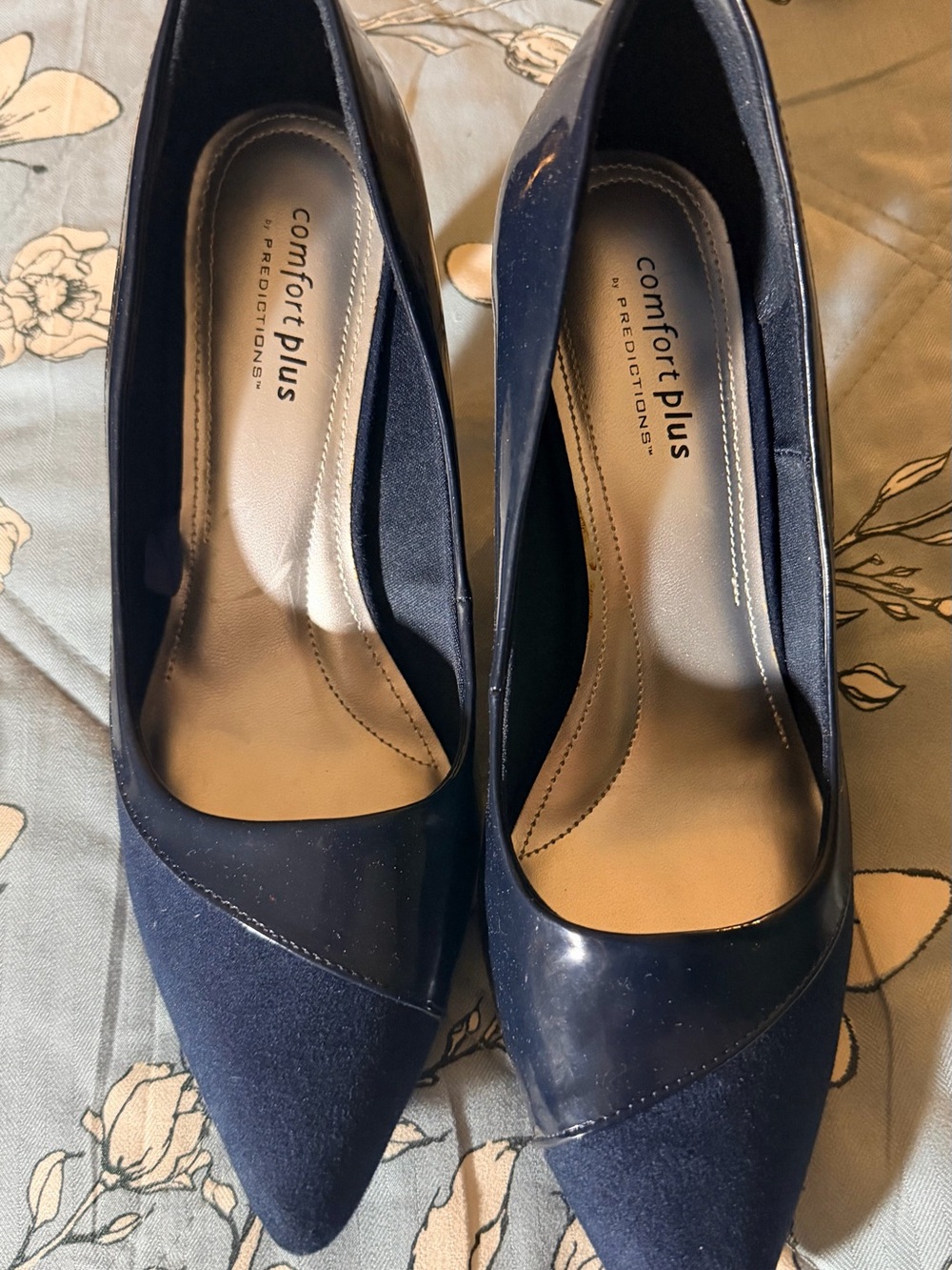 comfort plus by Predictions Navy Two-Tone Pointed-Toe Pumps